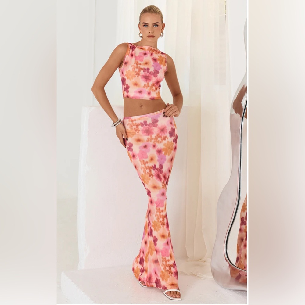 Runaway the Label - Zarela Maxi Skirt & Top (matching set) - orange floral